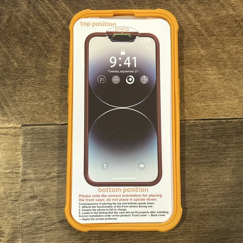 ORETECH iPhone 14 Pro Max Case 2 Screen Protectors Slim Thin Cover Orange Yellow